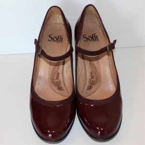 Sofft Wine Mary Jane Heels Sz 8
